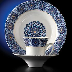 تصویر سرویس چینی زرین 6 نفره غذاخوری سلطانیه طلایی (35 پارچه) Zarin Iran Shahrzad Soltanieh Gold 35 Pieces FDC Dinnerware Set