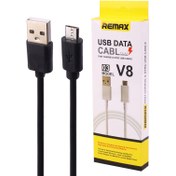 تصویر کابل میکرو یو اس بی فست شارژ ریمکس V8-03 طول 80 سانتی متر 