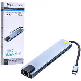 تصویر هاب 8 پورت USB-C مدل BYL-2017L کد 8906 