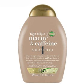 تصویر شامپو ضد ریزش نیاسین و کافئین او جی ایکس حجم 385 میل Niacine en cafeïne OGX anti-haaruitval shampoo, volume 385 ml