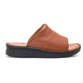 تصویر دمپایی مردانه چرمی شیما آراز عسلی 