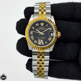 تصویر ساعت زنانه رولکس دیت جاست باتری صفحه مشکی Rolex Datejust RXS49L 