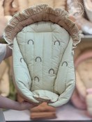 تصویر ست کالای خواب وارداتی طرح رنگین کمان چین دار رنگ کرم بیسکوییتی 