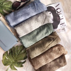 تصویر شال زنانه نخی وال مدل نگینی - سبز 