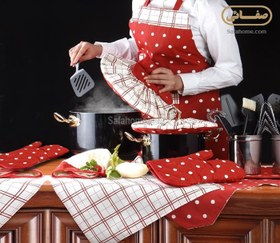 تصویر سرویس آشپزخانه 10 تکه رزین تاژ طرح خالدار قرمز 