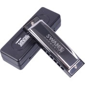 تصویر هارمونیکا بلوز ده سوراخ بیست تن Swan مدلSWAN Blues Harmonica in C key (Model: SW1020H-1) 