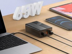 تصویر شارژر رومیزی الدینیو مدل A4808Q توان ۶۵ وات با ۲ پورت USB-C 