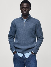 تصویر سوئیشرت با زیپ نیمه باز بافتنی برند mango man Half Zip Knitted Sweater