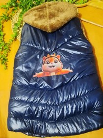 تصویر پافر تو خز بره ای کلاهدار - سورمه ای / ۴۰ 