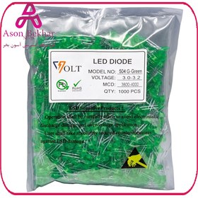 تصویر LED اوال سبز 5mm تابلو روانی مارک VOLT بسته1000 تایی 