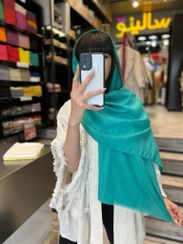 تصویر شال نخی آبی فیروزه ای کد 104 