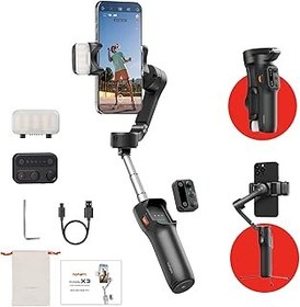 تصویر تثبیت کننده Gimbal Hohem ISTEADY X3 برای آیفون ، تثبیت کننده ردیاب AI ، 3 محوره تلفن هوشمند تاشو گیمبال w/3 رنگ پرنده 3 رنگ ، کنترل از راه دور قابل جدا شدن ، سه پایه میله داخلی ، Hohem X3 hohem iSteady x3 Gimbal Stabilizer for iPhone, AI Tracker Stabilizer, 3-Axis Smartphone Foldable Gimbal w/3-Color Fill Light, Detachable Remote Control, Built-in Extension Rod Tripod, hohem x3