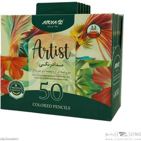 تصویر مداد رنگی آریا ۶ عددی جعبه مقوایی حرفه‌ای 