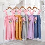 تصویر حوله تن پوش نیم تنه زنانه دوتیکه میکروفایبر نانو مدل دیزنی - بنفش 