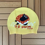 تصویر کلاه شنا سیلیکونی طرح دار - زرد 