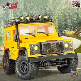 تصویر ماشین کنترلی لندرور دیفندر افرود با چراغ پروژکتور اسباب بازی OFF ROAD CRAWLER D90 