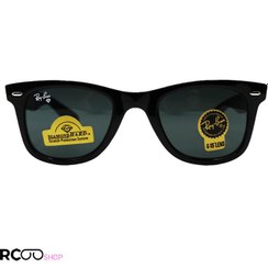 تصویر عینک آفتابی Ray-Ban با فریم مشکی براق ، ویفرر و عدسی سایز کوچک، دودی و سنگ مدل 2140-901-S 