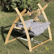 تصویر گهواره ننو سنتی راتین مدل سرخپوستی رنگ طوسی 