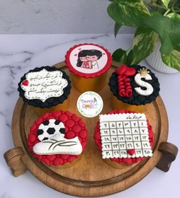 تصویر ست کاپ کیک تولد تم فوتبالی 