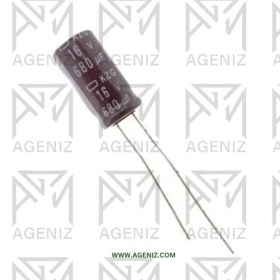 تصویر خازن الکترولیت 680uF-16V electrolytic capacitor 680uF-16V