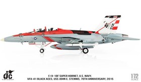 تصویر ماکت جنگنده اف 18 سوپر هورنت نیروی دریای امریکا | Jc Wings 1:72 F/A18F Super Hornet US Navy, VFA-41 Black Aces 