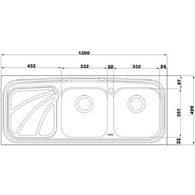 تصویر سینک ظرفشویی استیل البرز مدل 612 روکار دو لگنه 