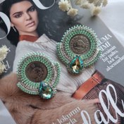 تصویر گوشواره جواهردوزی سکه ای سلینا 