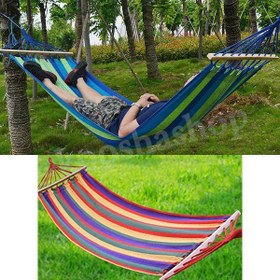 تصویر ننو مسافرتی پارچه ای چوب بلند سایز بزرگ 