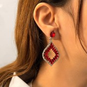 تصویر گوشواره نقره ای قرمز مجلسی فشن کد GO00131 