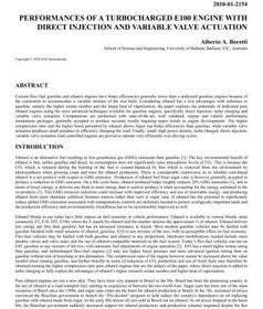 تصویر دانلود کتاب Performances of a Turbocharged E100 Engine with Direct Injection and Variable Valve Actuation کتاب انگلیسی عملکرد یک موتور توربوشارژ E100 با تزریق مستقیم و عملکرد سوپاپ متغیر
