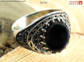 تصویر انگشتر نقره عقیق سیاه مردانه مدل چارلز کد 62245 ا Charles's black agate ring Charles's black agate ring