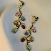 تصویر گوشواره استیل سنگ درختی 