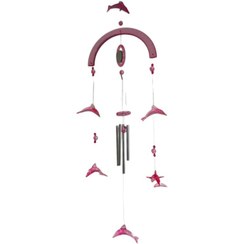 تصویر آویز بادزنگ طرح دلفین آینه دار 