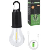 تصویر لامپ ادیسونی مناسب کمپ و آویز 10w نوردهی عالی در شب - مشکی 