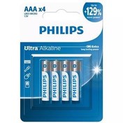 تصویر باتری نیم قلمی فیلیپس مدل Ultra Alkaline LR03E4B/40 بسته 4 عددی Philips Ultra Alkaline LR03E4B/40 AAA Battery - Pack of 4