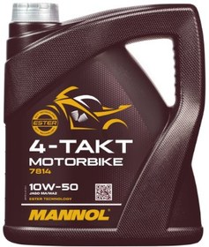 تصویر روغن موتور سیکلت مانول مدل 10w-50 حجم ۴ لیتری Mannol motorcycle oil model 10w-50 4 liter