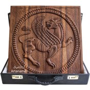 تصویر تخته نرد منبت کاری شده طرح مهر کوروش 