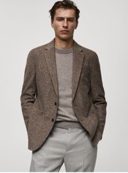 تصویر ژاکت مردانه قهوه ای منگو | 77067916 MANGO Man 