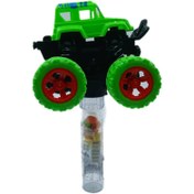 تصویر ماشین اسباب بازی کوکی فنر دار رنگ سبز 