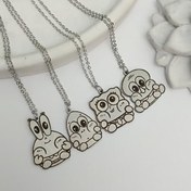 تصویر گردنبند ست ۴ نفره باب اسفنجی از استیل رنگ ثابت 