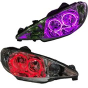 تصویر چراغ اسپرت 206 کروز مدل حلقه 3D مولتی کالر (ریموت دار) داخل فابریک 