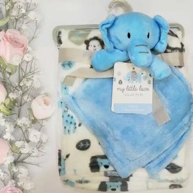 تصویر ست پتو و دستمال عروسک دار طرح فیل baby blanket set برند My Little Love 