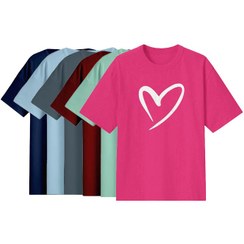 تصویر تیشرت باکسی زنانه چاپ قلب کد 2-A1083 