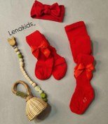 تصویر جوراب‌شلواری نوزادی قرمز دخترونه - سایز ۳تا۶ ماه: قد ۳۸ | دور کمر ۳۶ 