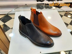 تصویر نیم بوت تمام چرم مردانه تبریز بدون بند کد 21074 + رنگبندی Tabriz men's leather boot