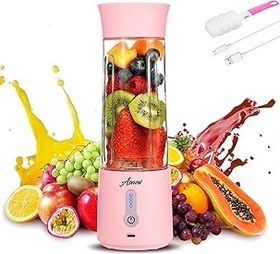 تصویر Portable Blender for Shakes and Smoothies, USB Rechargeable Personal Blender, Mini Blender with a 17.6oz Capacity, Strong Stainless-Steel Blades, and Powerful Motor, For Travel, Camping, Gym (Pink) 