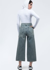 تصویر شلوار واید لگ جیب فیلتو زاپ دار آبی روشن (Dirty) 70004618 Wide leg pants with zapped pockets Dirty Royal Jeans