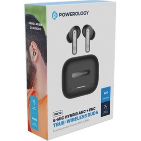 تصویر هدفون بلوتوث پاورولوژی مدل Powerology Hybrid True Wireless Earbuds with ANC + ENC, 6 Microphone, Bluetooth Version 5.3 & Type-C Charging Port - Black Powerology Hybrid True Wireless Earbuds with ANC + ENC, 6 Microphone, Bluetooth Version 5.3 & Type-C Charging Port - Black