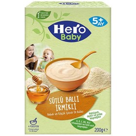 تصویر غذای کودک هيرو بيبی گندم و عسل 200 گرمی Auxiliary food with the taste of milk, wheat and honey Hero Baby