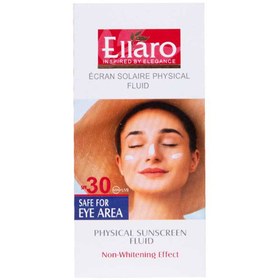 تصویر فلوئید ضد آفتاب فیزیکال SPF30 بی رنگ الارو مناسب پوست حساس حجم 50 میلی لیتر Ellaro SPF30 Physical Sunscreen Fluid 50 ml